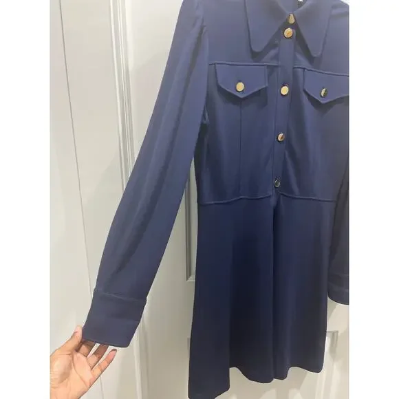 See by Chloé Blue Collared Button Front Shirt Dress Sz S